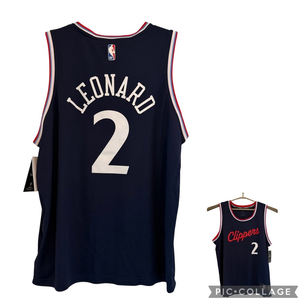 Los Angeles Clippers Kawhi Leonard 2 Jersey Navy Blue Fanatics NBA Men Large NEW